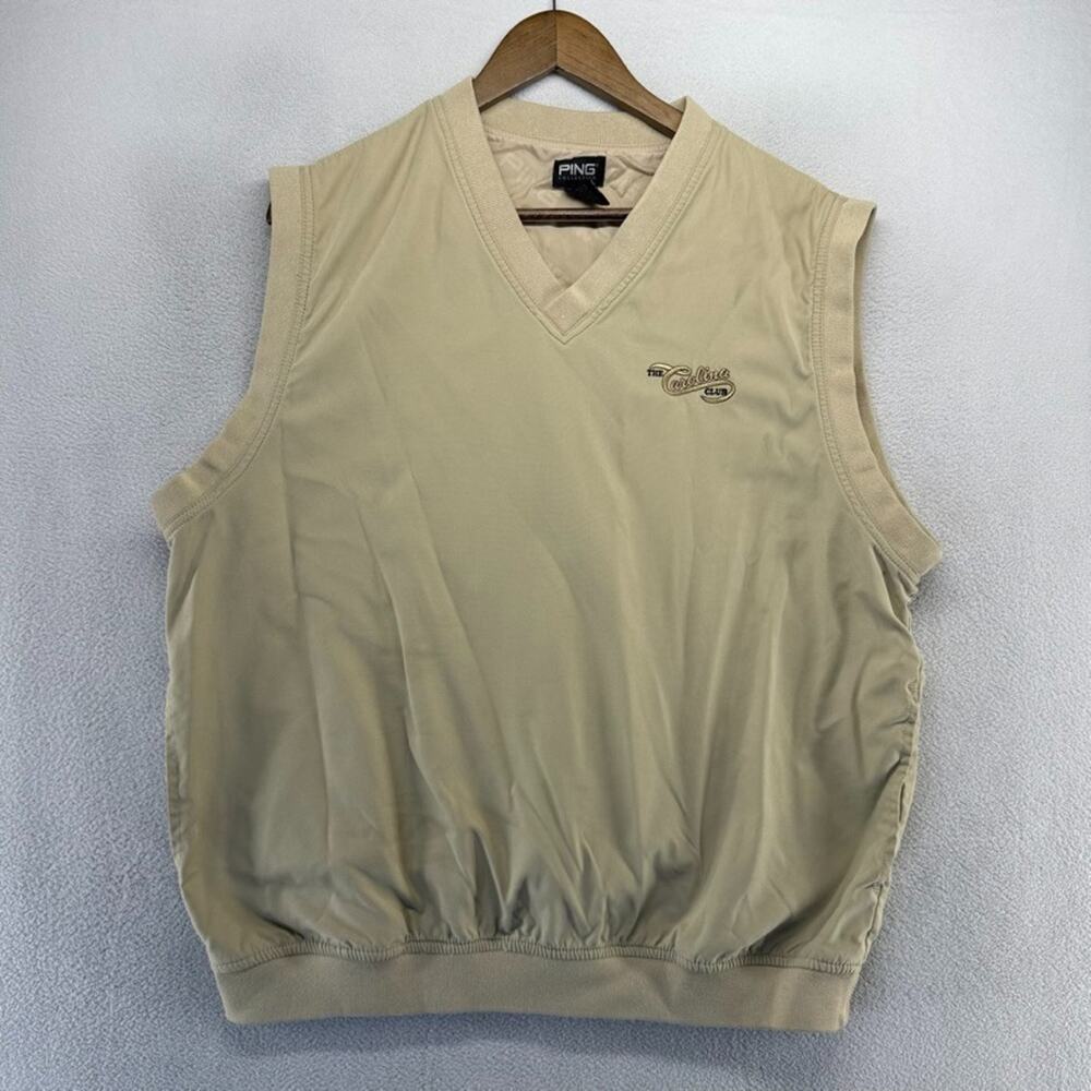 Vintage Ping Golf Vest Men's XL Brown Tan The Carolina Club Pullover Wind Rain